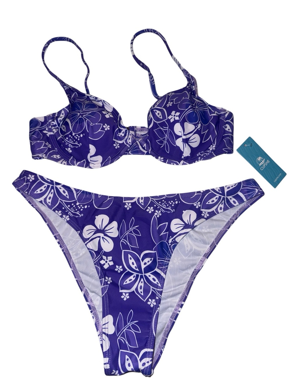 Cupshe Lavender Floral Underwire Bikini Set